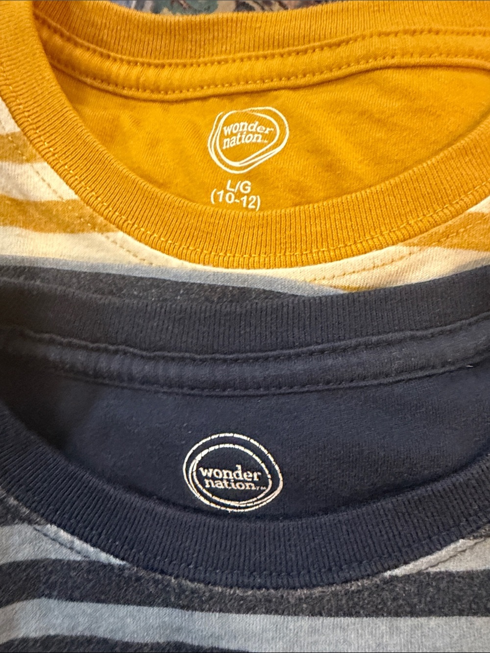 Wonder Nation Kids' Short Sleeve Tee Pack — Yellow & Navy, LG 10 /12